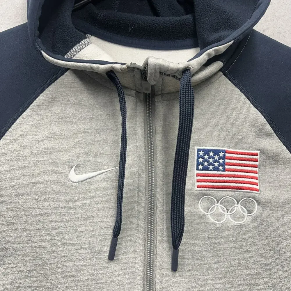 Nike Team USA Therma Fit Hoodie Womens M Olympic‎ Full Zip USA Patch Team USA